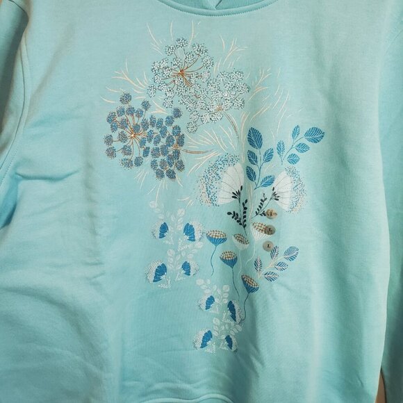 NORTHERN REFLECTIONS Women's Large NWT Floral Sweatshirt Crew Fleece Lined Blue - Picture 5 of 14